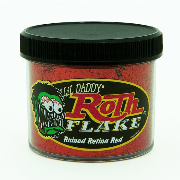 Roth Flake & Pearl Product Ruined Retina Red Solid Metal Flake, Monster .025 Size, 2oz Jar MRF103 - main